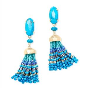 KS Dove Gold Statement Earrings In Aqua Howlite